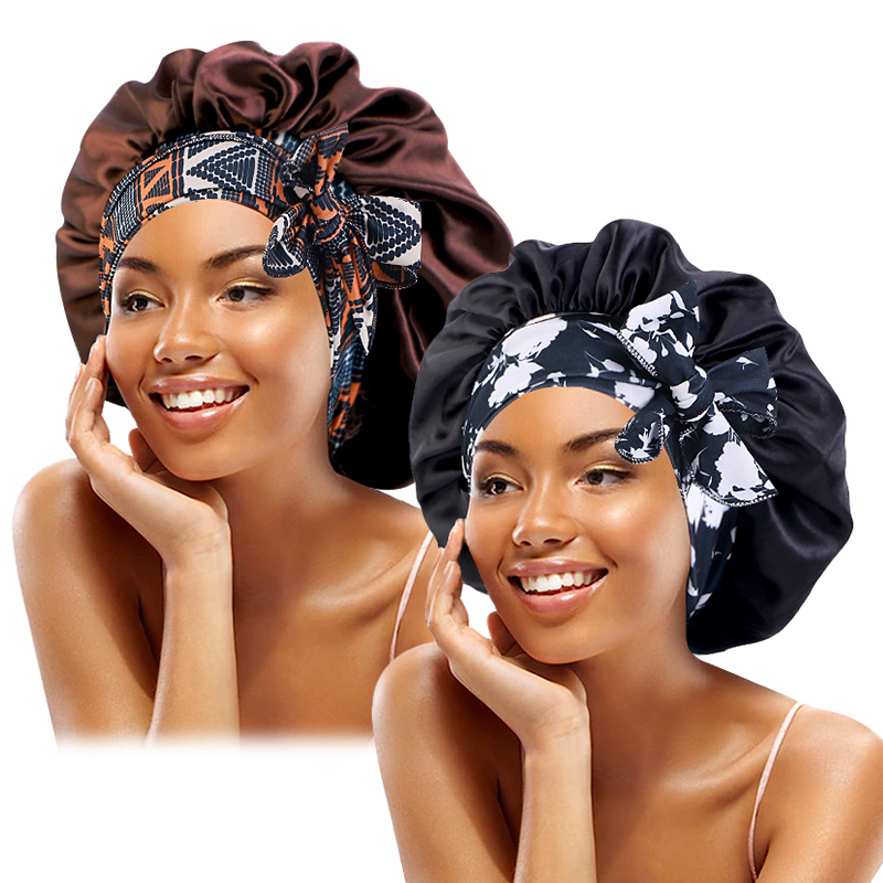 Hair Spa Wellness - 2PCS/LOT Boho Printed Headband Satin Bonnet