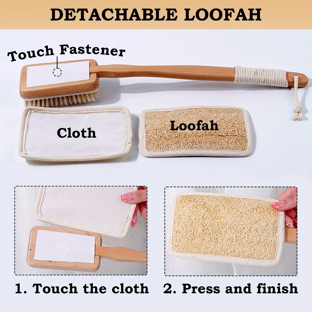 Wood Long Handle Bath Brush Na - đánh giá và giá Body Loofah Natural