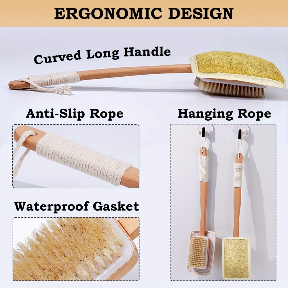 Wood Long Handle Bath Brush Na - đánh giá và giá Body Loofah Natural
